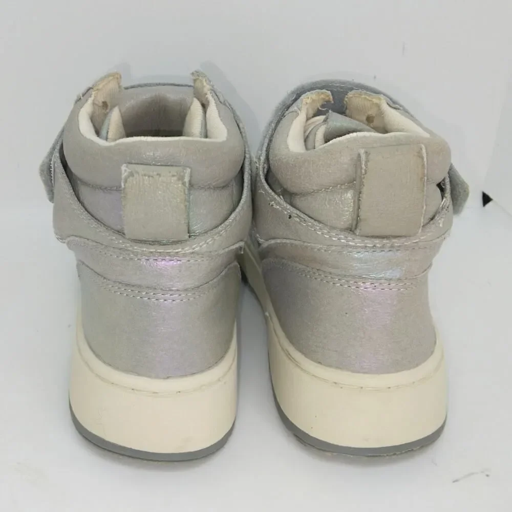Zara Womens Pre-owned Designer Pearl Gray Lace-up Easy Close Sneakers - sz. 4